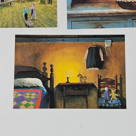 Set of 3 Vintage Amish Life Postcards George Lyster 1992 Pennsylvania Dutch Art - Picture 8 of 8